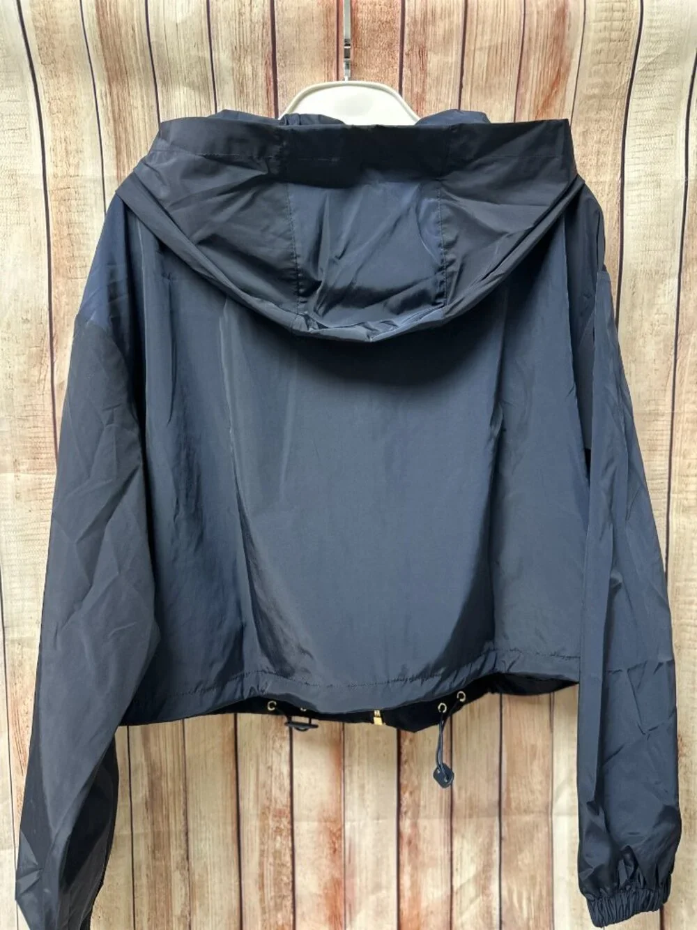 Miu Miu Navy Cropped Hooded Windbreaker Jacket M - Picture 5 of 8